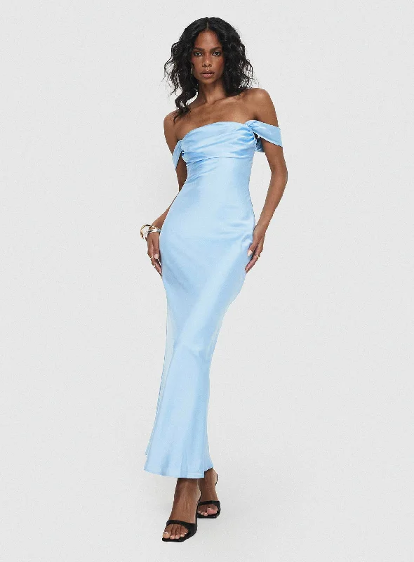 Birthday dresses with metallic colors and sequins for formal parties and special occasions -Azura Off The Shoulder Maxi Dress Blue Birthday dresses with metallic colors and sequins for formal parties and special occasions -Azura Off The Shoulder Maxi Dress Blue