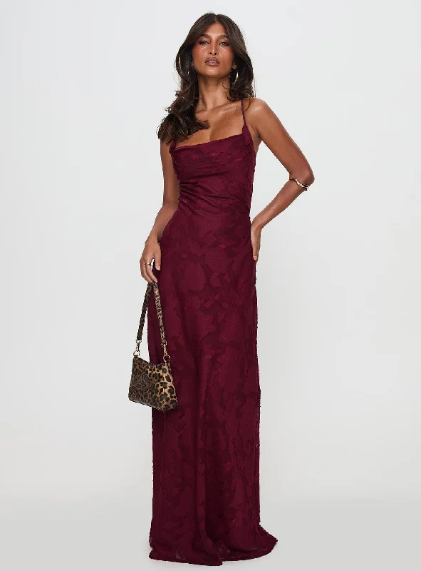 Prom dresses for summer with sun protection and breathable fabrics for comfort and safety in sunny conditions -Celena Maxi Dress Burgundy Burnout Prom dresses for summer with sun protection and breathable fabrics for comfort and safety in sunny conditions -Celena Maxi Dress Burgundy Burnout