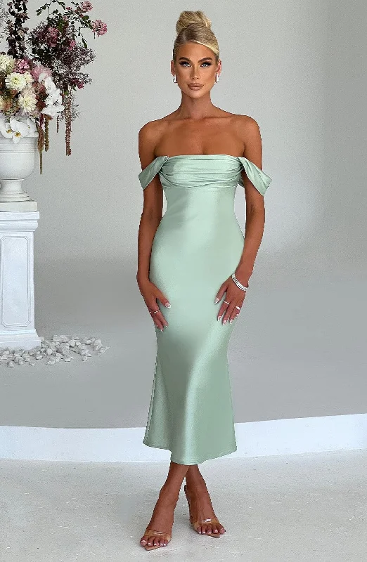 Party dresses for formal events with convertible sleeves and necklines for flexibility and style versatility -Jennifer Midi Dress - Mint Party dresses for formal events with convertible sleeves and necklines for flexibility and style versatility -Jennifer Midi Dress - Mint