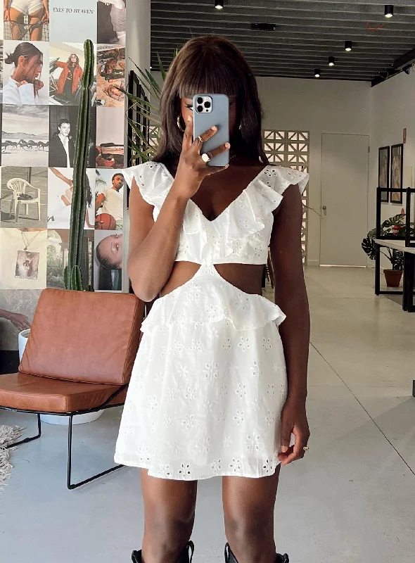 Birthday dresses for formal events with bright colors and metallic accents for a modern and trendy style -Wrenley Mini Dress White Birthday dresses for formal events with bright colors and metallic accents for a modern and trendy style -Wrenley Mini Dress White