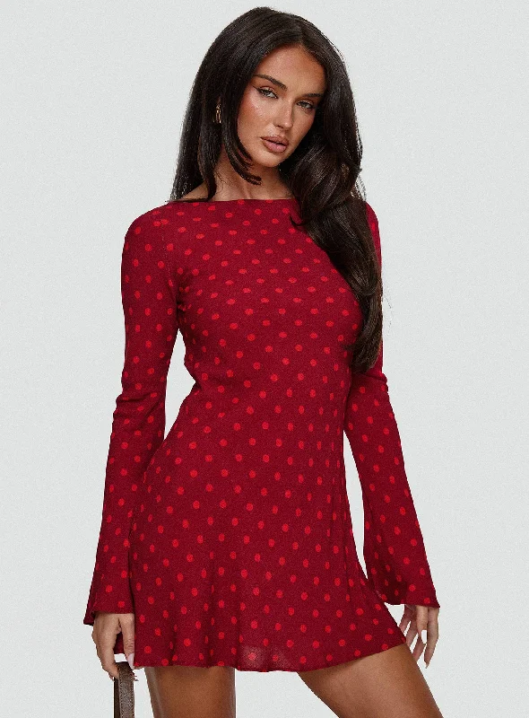 Prom dresses with sustainable materials and innovative designs -Good Graces Long Sleeve Mini Dress Red Dot Prom dresses with sustainable materials and innovative designs -Good Graces Long Sleeve Mini Dress Red Dot