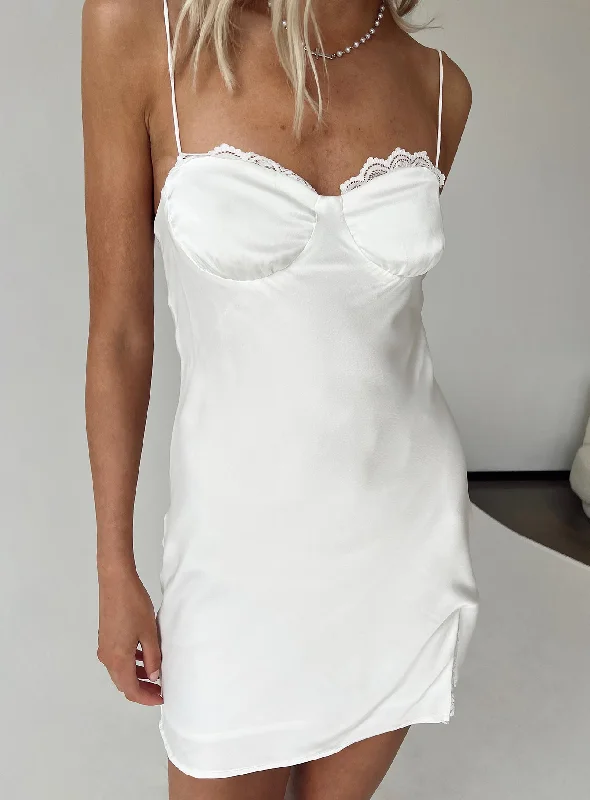 Birthday dresses with metallic accents and glitter for parties and celebrations to shine -Snowbird Mini Dress White Tall Birthday dresses with metallic accents and glitter for parties and celebrations to shine -Snowbird Mini Dress White Tall