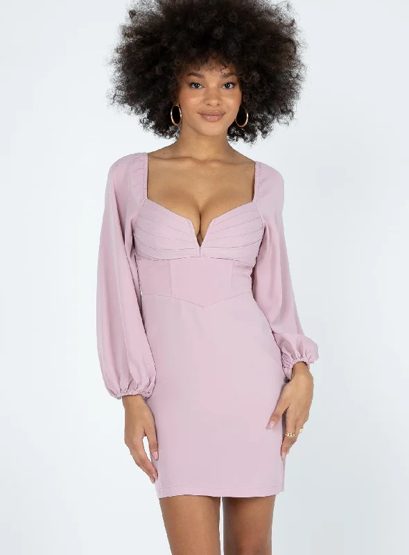 Formal corset dresses for formal galas with unique cultural influences and traditional styles for cultural heritage -Zoella Long Sleeve Mini Dress Pink Formal corset dresses for formal galas with unique cultural influences and traditional styles for cultural heritage -Zoella Long Sleeve Mini Dress Pink