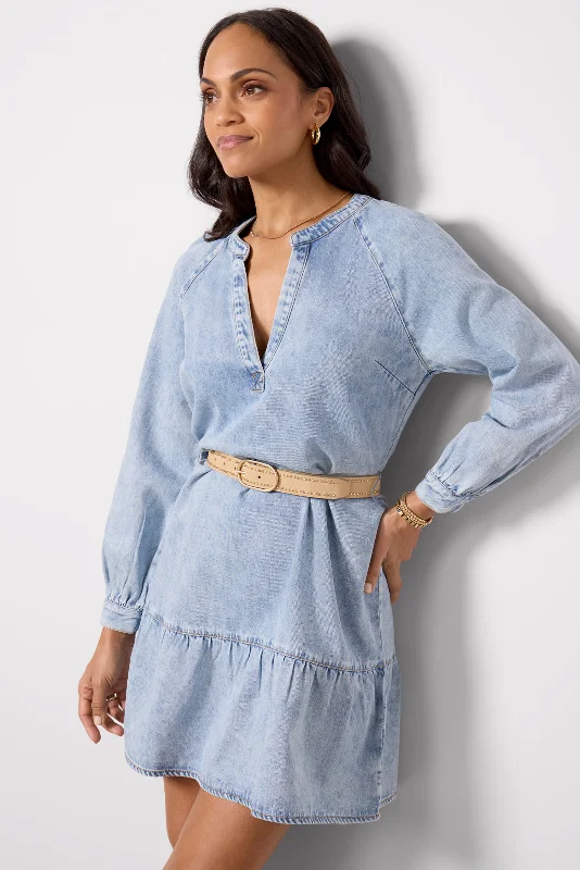 Flowy dresses with open backs for an elegant look - -Lila Denim Dress
