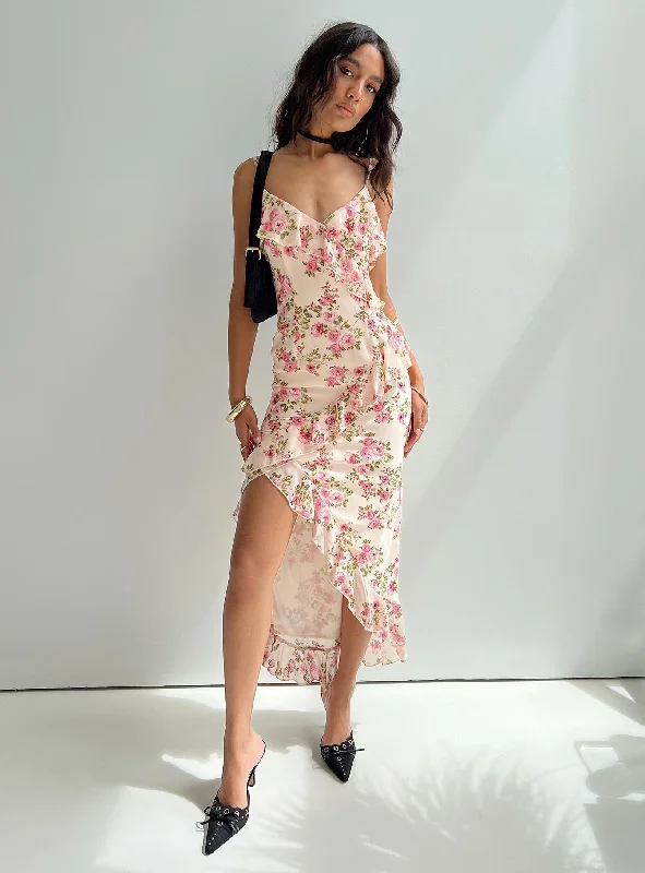 Birthday dresses for formal events with bright colors and metallic accents for a modern and trendy style -Garys Midi Dress Cream Floral Birthday dresses for formal events with bright colors and metallic accents for a modern and trendy style -Garys Midi Dress Cream Floral