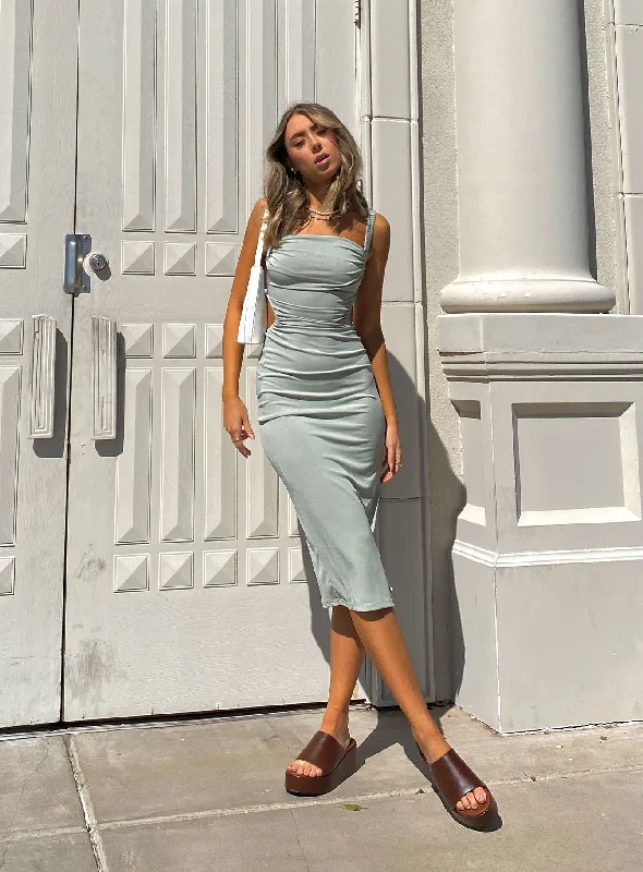 How to style capes for formal guest attire- -Lainey Midi Dress Sage