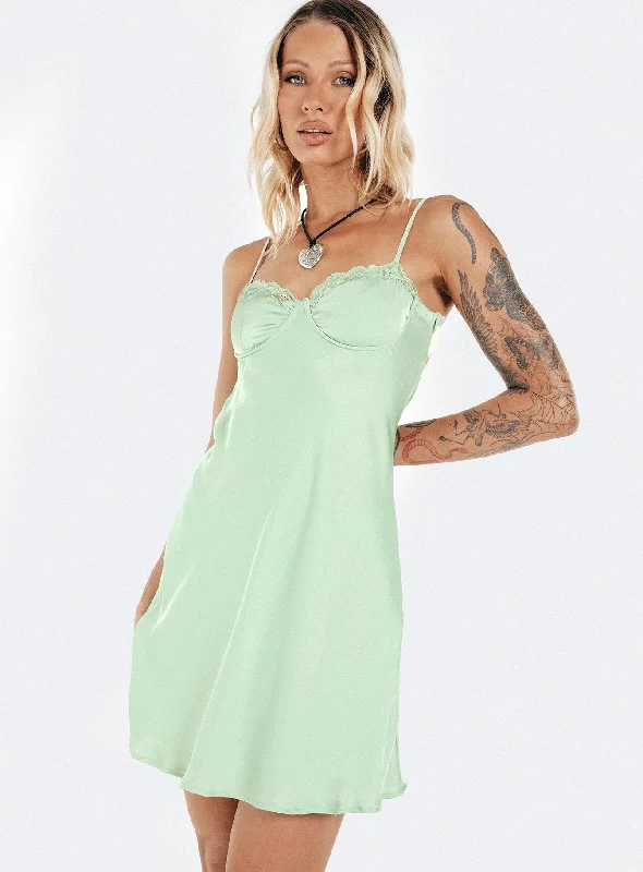Party dresses for outdoor events -Moniz Mini Dress Sage Tall
