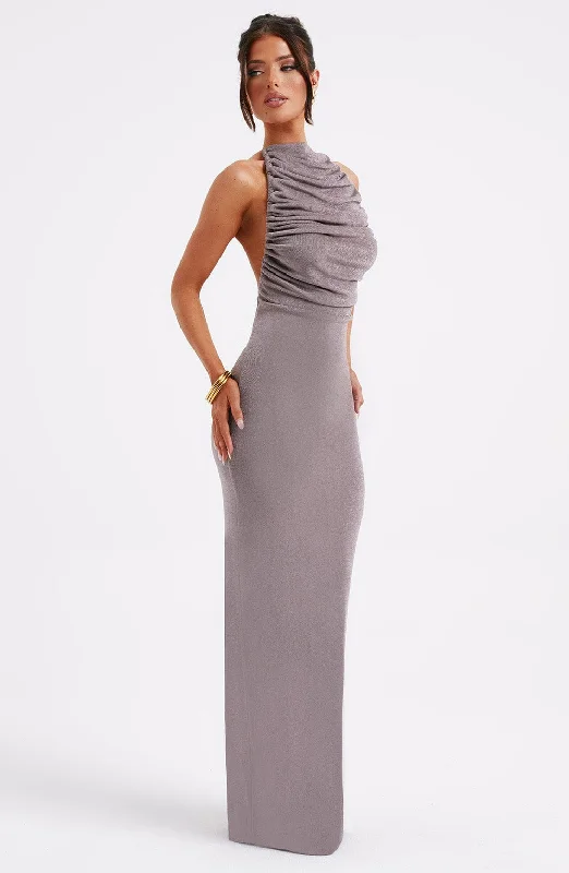 Party dresses with unique cultural influences and traditional styles for cultural identity and heritage -Nala Maxi Dress - Charcoal Party dresses with unique cultural influences and traditional styles for cultural identity and heritage -Nala Maxi Dress - Charcoal