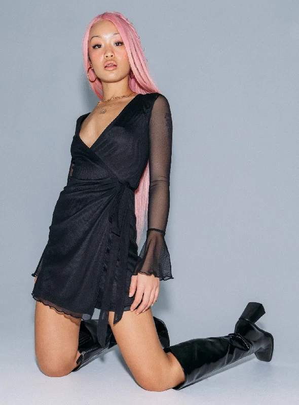 Formal party dresses with vintage-inspired accessories -Naya Mini Dress Black