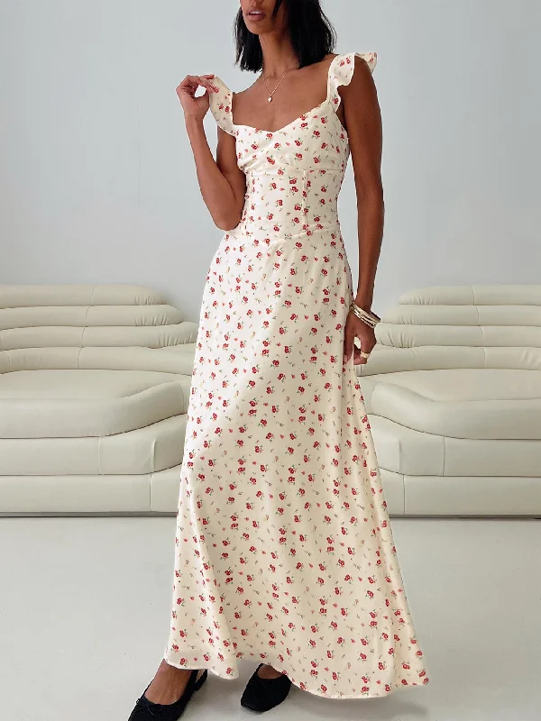 Corset dresses with unique cultural influences and traditional styles for cultural identity and heritage -Maryana Maxi Dress Cream / Multi
