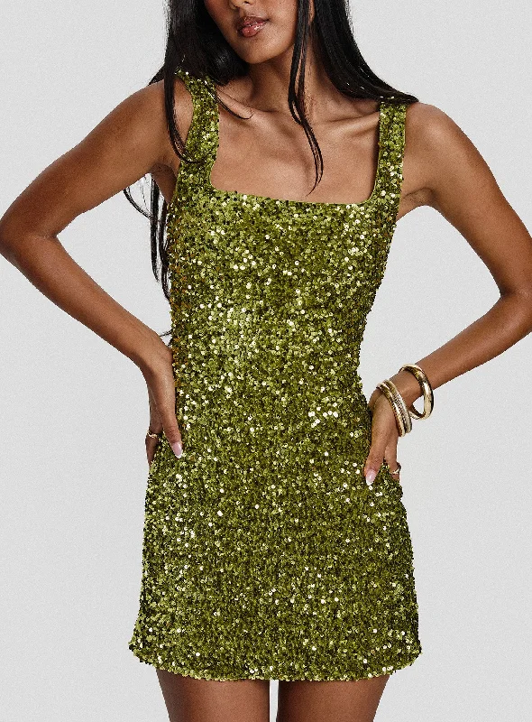 Birthday dresses for summer with sun protection -Miss Me Sequin Mini Dress Chartreuse Birthday dresses for summer with sun protection -Miss Me Sequin Mini Dress Chartreuse