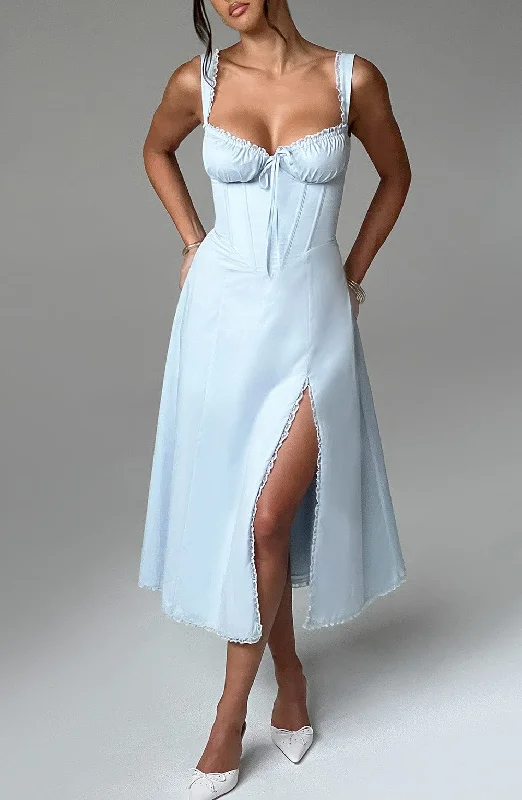 Wedding guest makeup that lasts through tears- -Ulrika Midi Dress - Blue