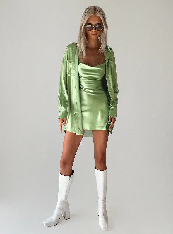 Party dresses for summer with breathable and cooling fabrics -Annalise Set Green