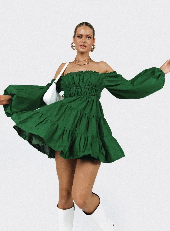 Birthday dresses for formal events with elegant silhouettes and vintage-inspired styles for a timeless and refined look -Ceara Long Sleeve Mini Dress Green Birthday dresses for formal events with elegant silhouettes and vintage-inspired styles for a timeless and refined look -Ceara Long Sleeve Mini Dress Green