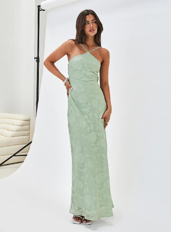 Prom dresses with personalized messages and quotes -Zoelle Halter Maxi Dress Sage