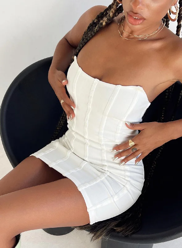 Formal corset dresses for formal events with luxurious fabrics -Tristian Mini Dress White