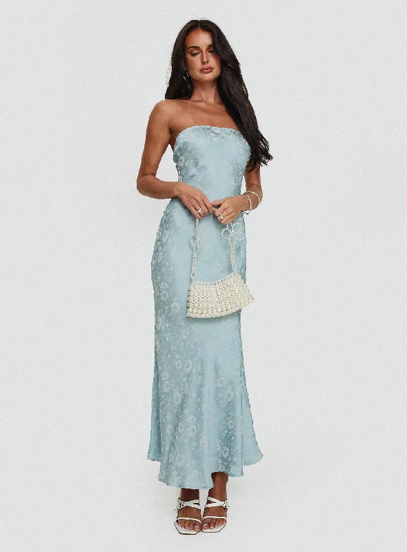 Birthday dresses with eco-friendly materials and sustainable production -Salvin Strapless Maxi Dress Blue Birthday dresses with eco-friendly materials and sustainable production -Salvin Strapless Maxi Dress Blue