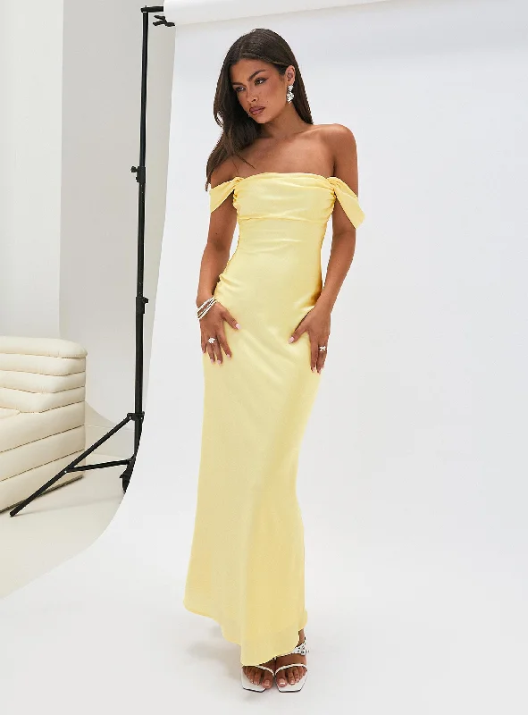 Prom dresses for special occasions with custom designs -Azura Off The Shoulder Maxi Dress Yellow Prom dresses for special occasions with custom designs -Azura Off The Shoulder Maxi Dress Yellow