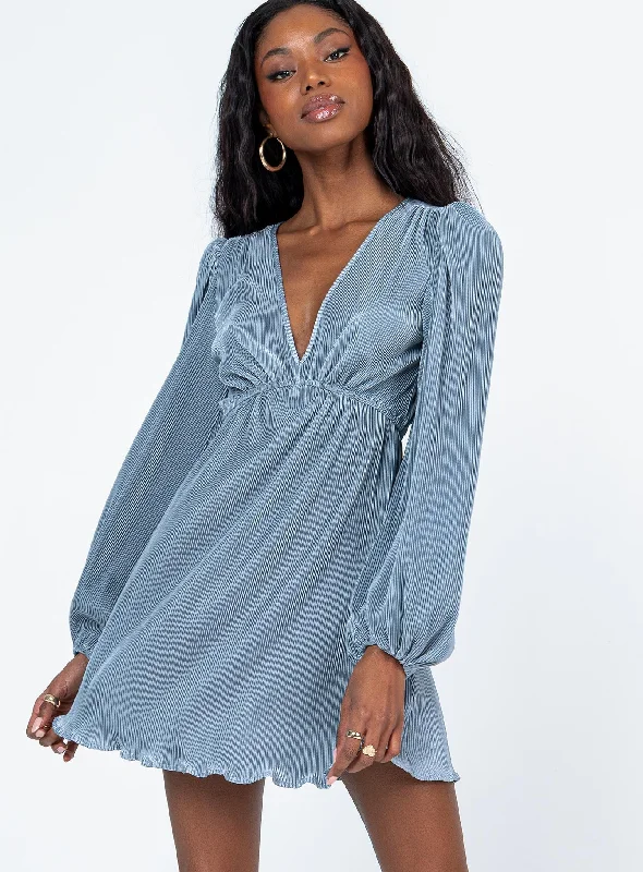 Birthday dresses with glittering beads and sequins -Brody Long Sleeve Mini Dress Blue Birthday dresses with glittering beads and sequins -Brody Long Sleeve Mini Dress Blue