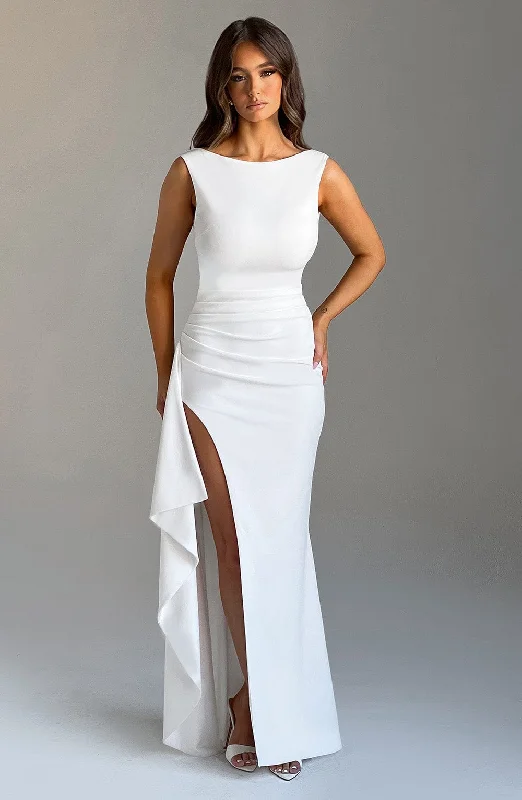 Wedding guest outfits for indoor vs. outdoor venues- -Pandora Maxi Dress - Ivory