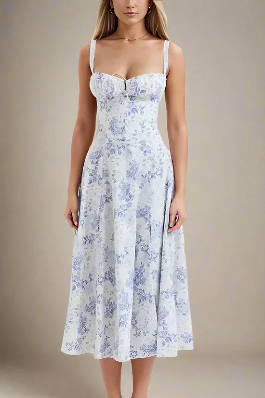 Taylor Bodycon Day Midi Dress - Azure Blue