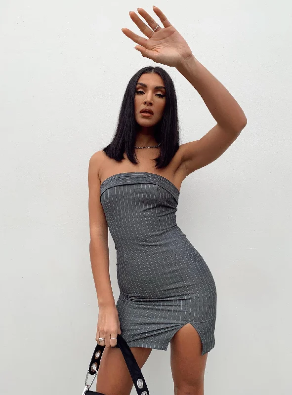 Corset dresses for formal events with smart temperature regulation and comfort for optimal relaxation and well-being -Sebastian Strapless Mini Dress Grey
