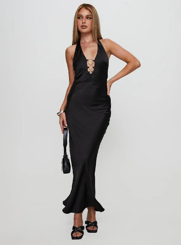Prom dresses with unique cultural influences and traditional styles for cultural heritage and identity -Vasilisa Halter Neck Maxi Dress Black Prom dresses with unique cultural influences and traditional styles for cultural heritage and identity -Vasilisa Halter Neck Maxi Dress Black