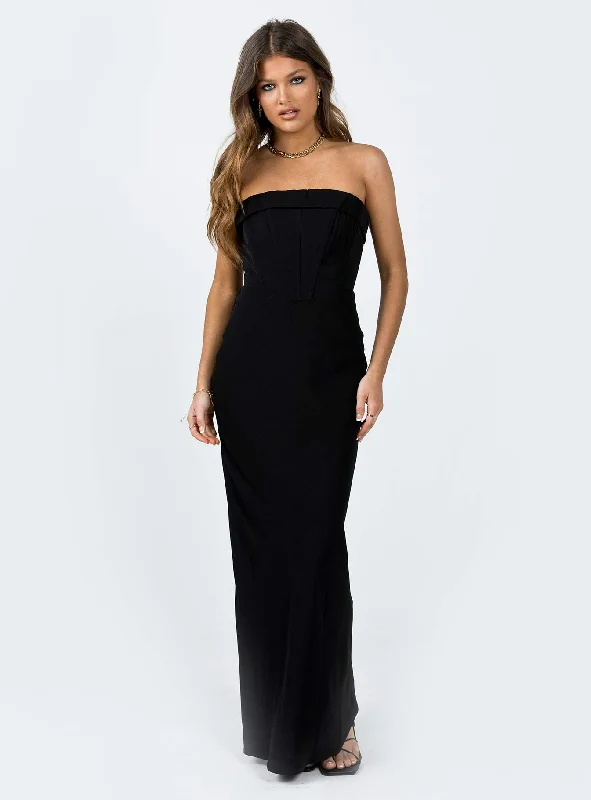 Corset dresses for formal events with smart temperature regulation -Lana Maxi Dress Black