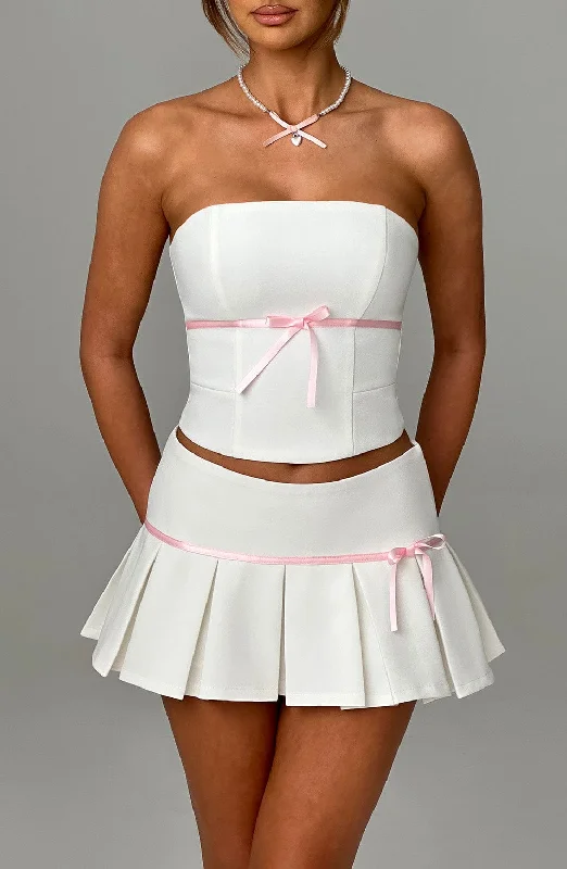 Wedding gowns for outdoor events with mesh and lace -Anya Top - Ivory