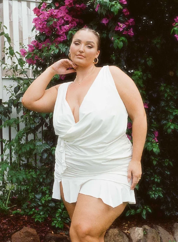 Formal birthday dresses with beaded embroidery -Devotion Mini Dress White Curve