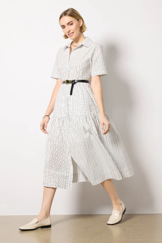 Flowy dresses for beach picnics and outings - -Ella Midi Shirt Dress