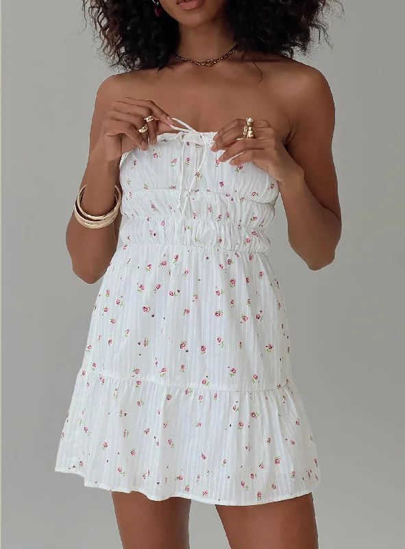 Party dresses for formal events with smart temperature regulation and comfort for optimal relaxation -Kezzy Mini Dress White Floral Party dresses for formal events with smart temperature regulation and comfort for optimal relaxation -Kezzy Mini Dress White Floral