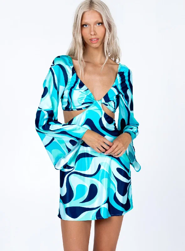 Party dresses with sustainable materials and innovative technology integration -Dominique Mini Dress Blue Multi Party dresses with sustainable materials and innovative technology integration -Dominique Mini Dress Blue Multi