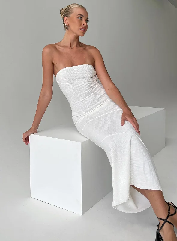 Corset dresses with beaded embroidery -Oscar Midi Dress White Tall