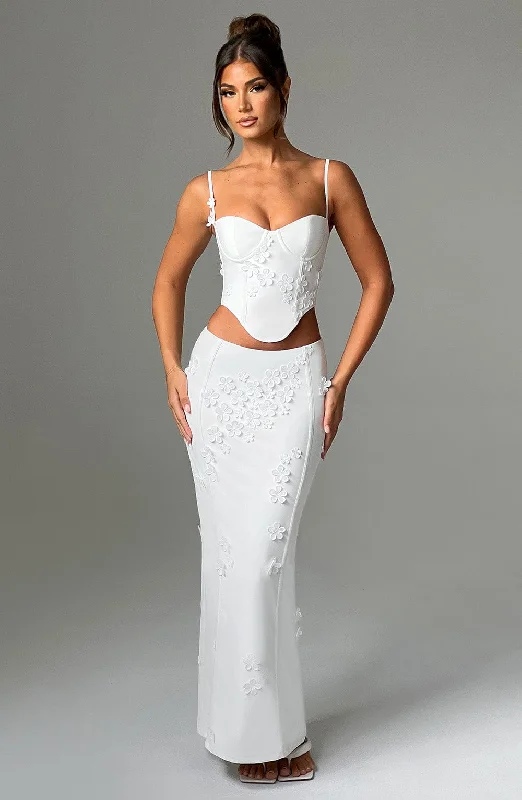 Sustainable fashion choices for eco-conscious wedding guests- -Dalary Maxi Skirt - White