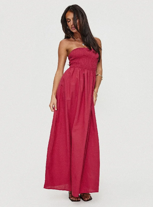 Birthday dresses with eco-friendly materials and sustainable production for environmental awareness and responsibility -Dayona Strapless Maxi Dress Red Birthday dresses with eco-friendly materials and sustainable production for environmental awareness and responsibility -Dayona Strapless Maxi Dress Red