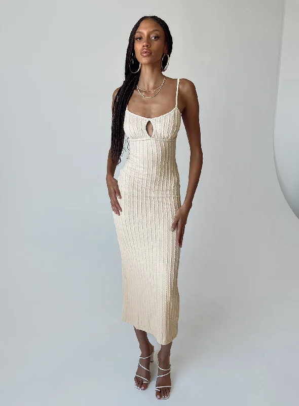 Black party dresses for formal events -Maila Midi Dress Beige