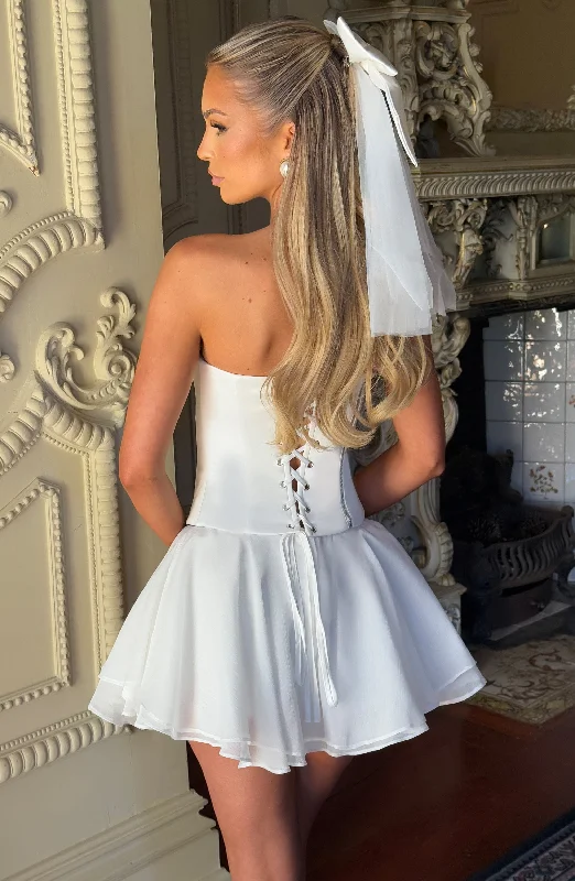 Wedding dresses with three-fourth length sleeves -Reagan Skort - Ivory