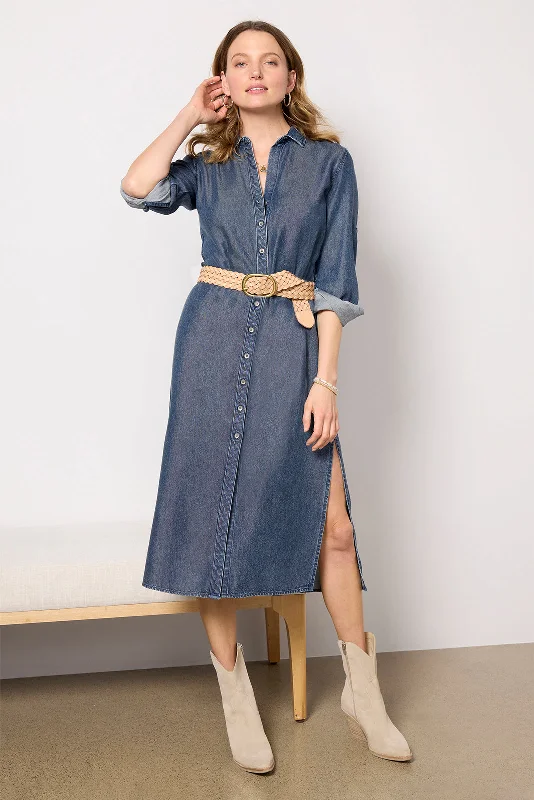 Flowy dresses with embroidery for a chic finish - -L/S Belted Duster