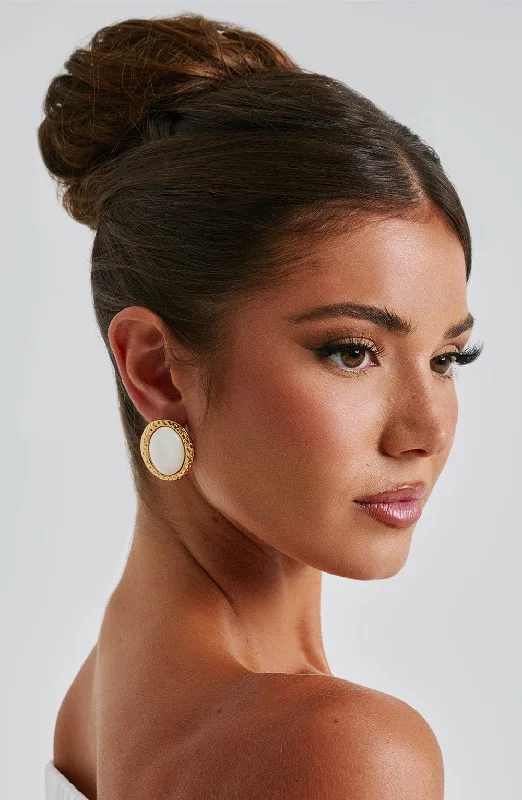 Wedding dresses for autumn with velvet and embroidery -Eloise Earrings - Ivory/Gold