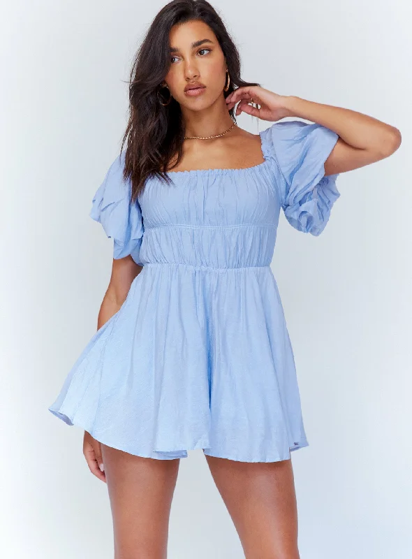 Party dresses for formal events with smart temperature regulation and comfort for optimal relaxation and well-being -Halton Mini Dress Blue