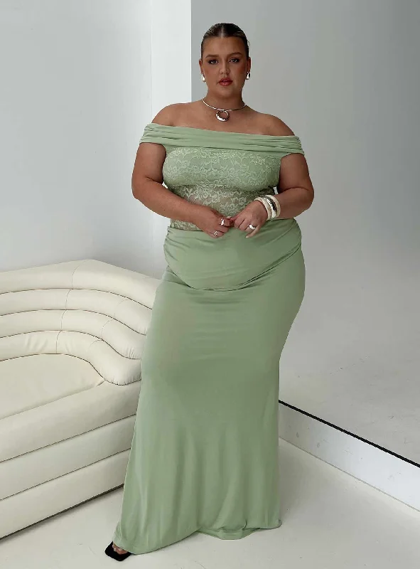 Prom dresses with smart temperature regulation for optimal comfort -Gwendolen Off The Shoulder Maxi Dress Green Curve Prom dresses with smart temperature regulation for optimal comfort -Gwendolen Off The Shoulder Maxi Dress Green Curve