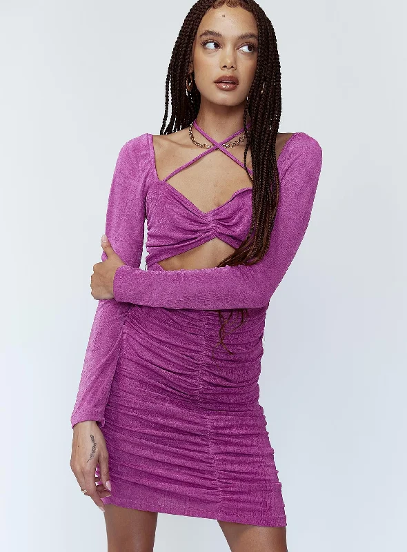 Prom dresses for summer with sun protection -Dillon Mini Dress Purple