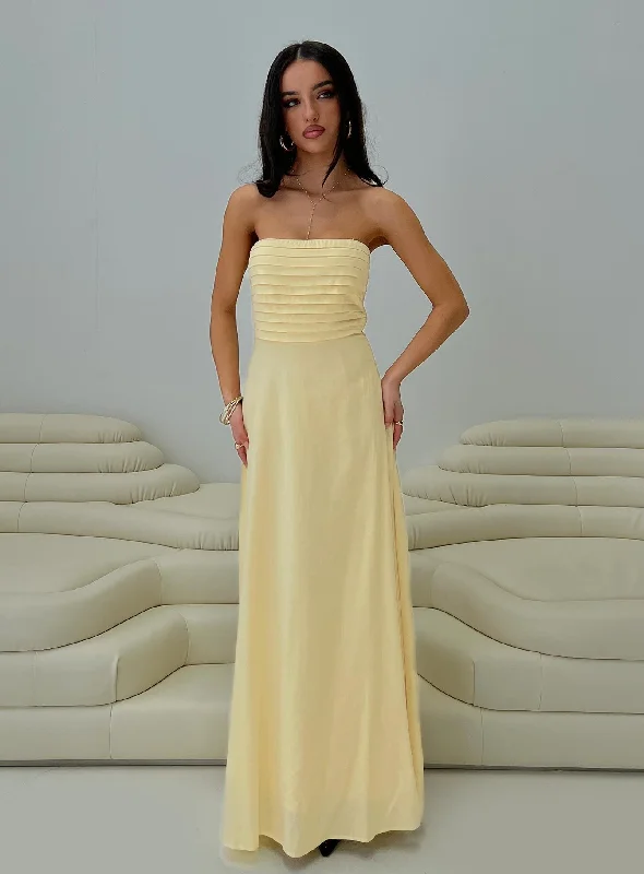 Formal birthday dresses for formal events with classic silhouettes -Anamaria Strapless Maxi Dress Lemon Formal birthday dresses for formal events with classic silhouettes -Anamaria Strapless Maxi Dress Lemon