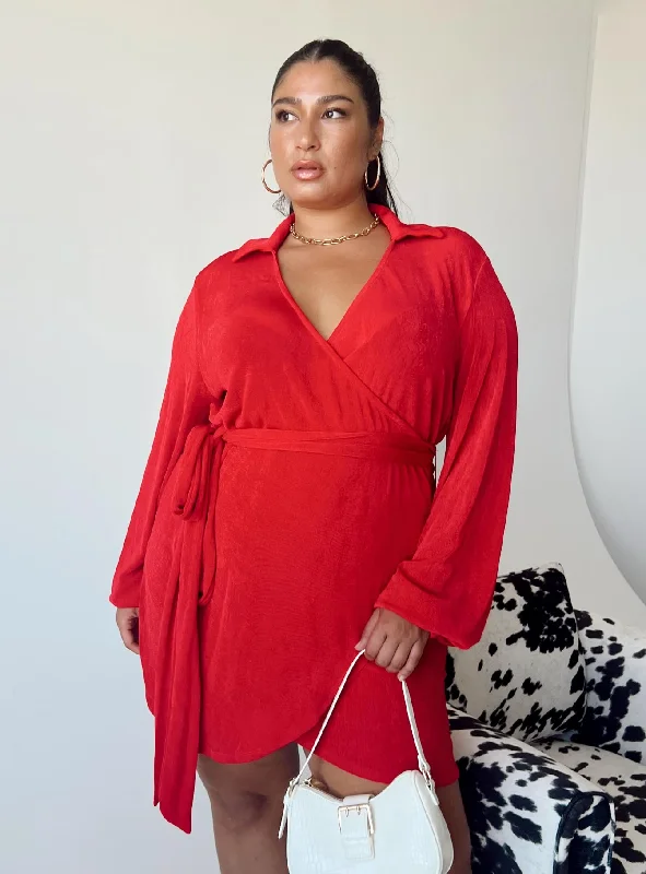 Red party dresses for bold fashion -Party Time Mini Dress Red Curve