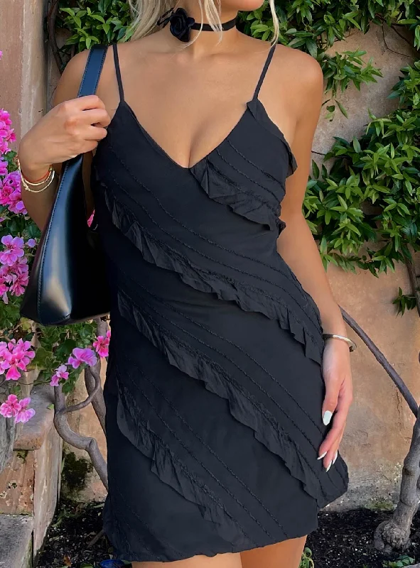 Party dresses for special occasions with custom designs and embroidery for exclusivity -Lars Mini Dress Black Party dresses for special occasions with custom designs and embroidery for exclusivity -Lars Mini Dress Black