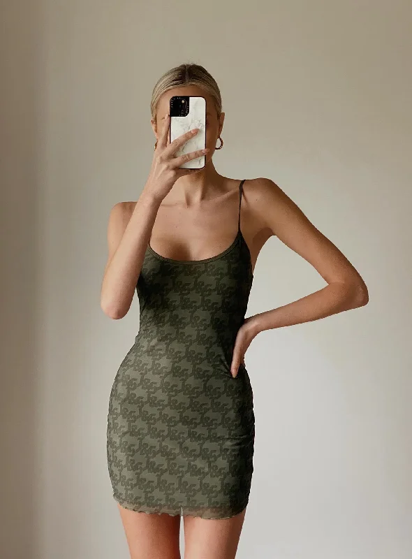Party dresses for special occasions with custom designs -JGR & STN Demi Mini Dress Khaki Monogram