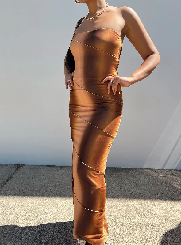 Formal party dresses with vintage-inspired accessories -Luela Maxi Dress Brown