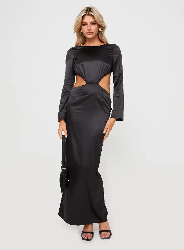 Prom dresses for spring fashion with bright colors and floral patterns -Lucienne Long Sleeve Maxi Dress Black Prom dresses for spring fashion with bright colors and floral patterns -Lucienne Long Sleeve Maxi Dress Black