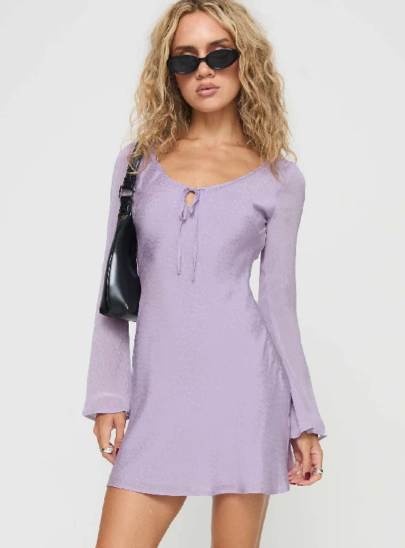 Birthday dresses with convertible necklines and sleeves for versatility and styling flexibility -Sorrento Long Sleeve Mini Dress Purple Birthday dresses with convertible necklines and sleeves for versatility and styling flexibility -Sorrento Long Sleeve Mini Dress Purple